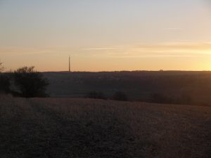 sunset image of Emley Moor mast